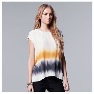 Simply Vera Vera Wang Tie-Dye Top - Cream, Gold, Black